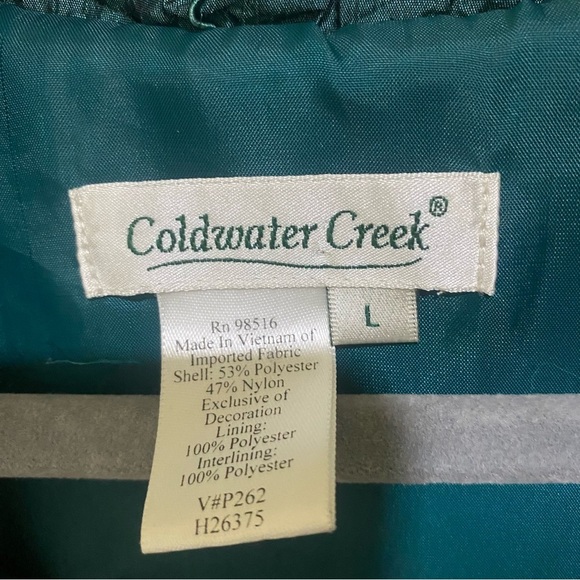 Women’s Coldwater Creek Brand Metallic Green Floral Zip-Up Lightweight Vest S: L - Picture 8 of 13